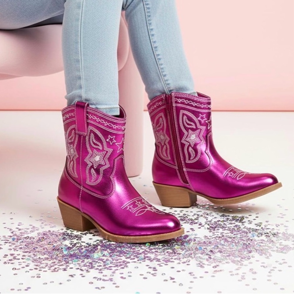 Cowgirl Boot, Embroidered Pointed Toe Cowboy Boots w Side Zipper Western Riding